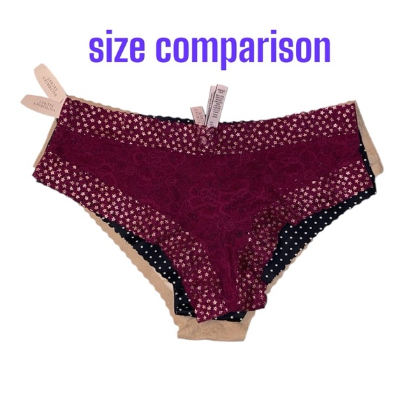 Lg NWT Victoria's Secret Cheeky Gold Star Sheer Lace Burgundy Maroon Panties New - Picture 12 of 13